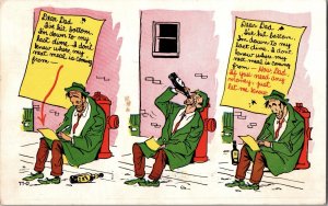 Vintage Postcard Drunk Bum Homeless Man Drinking Comic Laff Gram JH8
