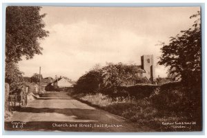 East Rudham Norfolk England Postcard Church and Street c1920's Unposted