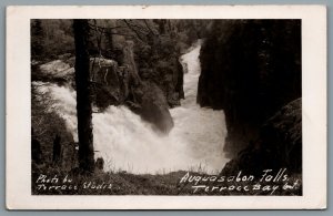 Postcard RPPC 1930s Terrace Bay ONT Canada Aguasabon Falls Waterfalls Schreiber