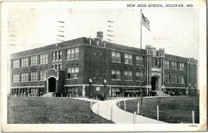 View of New High School, Sullivan IN c1939 Vintage Postcard B69