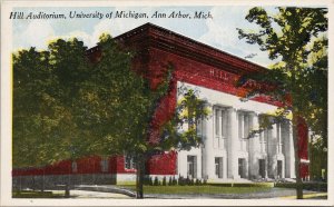 Ann Arbor MI Hill Auditorium University of Michigan Unused Postcard G20