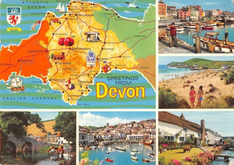 BR92364 greetings from devon map cartes geographiques   uk