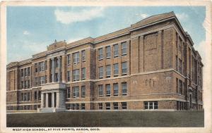 C67/ Akron Summit County Ohio Postcard c1910 West High School Five Points