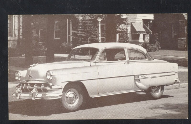 1954 CHEVROLET BEL AIR SEDAN VINTAGE CAR DEALER ADVERTISING POSTCARD CHEVY