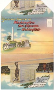 Washington, Mount Vernon, And Arlington, Vintage Linen Folder Postcard, 29 Views