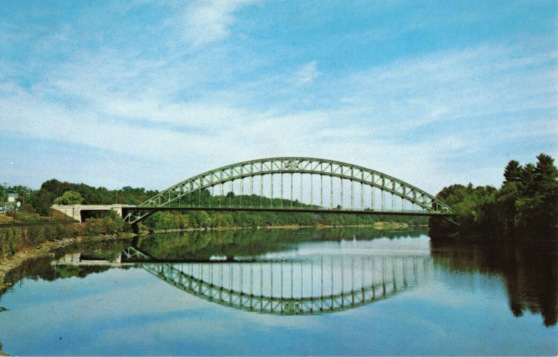 Tyngsboro Bridge over Merrimack River, Tyngsboro, Mass, Chrome Postcard