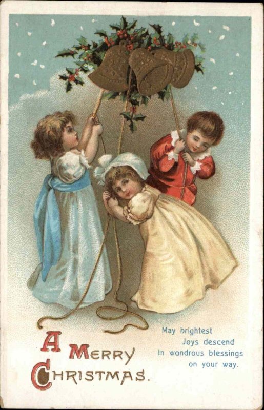 Clapsaddle ? Children Ring Christmas Bells Int'l Art c1910 Postcard