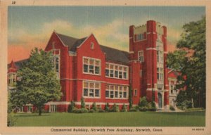 school postcard: Commercial Building, Norwich Free Academy, Norwich, Conn