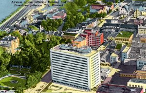 Jefferson City, Missouri - View of the Jefferson Building and Downtown - c1940