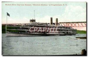 Old Postcard Hudson River Day Line Steamer Hendrick Hudson at Poughkeepsie Boat