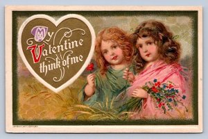 J93/ Valentine's Day Love Holiday Postcard c1910 Pretty Girls Hearts 267