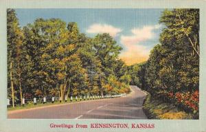 Kensington Kansas Scenic Roadway Greeting Antique Postcard K80672