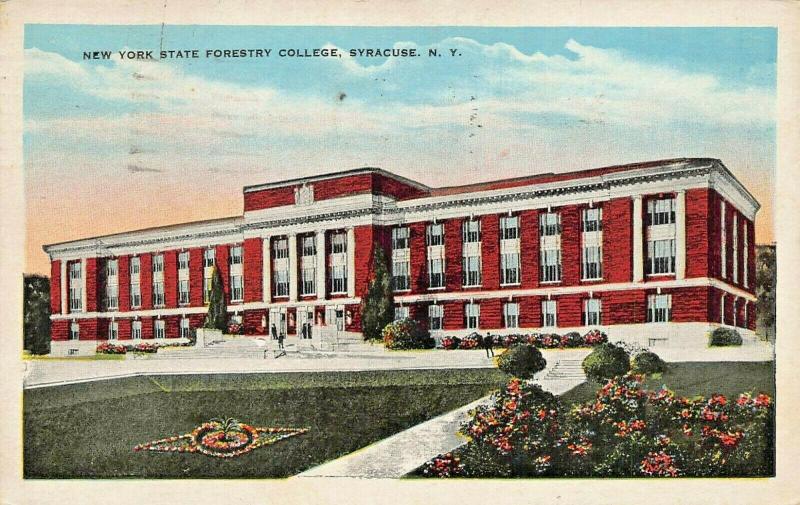 SYRACUSE NEW YORK-STATE FORESTRY COLLEGE-LOT OF 2 1933 PSTMK POSTCARDS