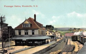 Woodsville New Hampshire birds-eye view Passenger Station antique pc DD3139