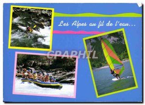 Modern Postcard The Alps to the board Rafting Water wire sailing Canoe Kayak