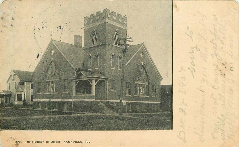 Knoxville Illinois Methodist Church #270 Printery 1907 Postcard undivided 10428