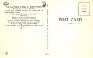 Lake Wales, FL Florida  LANTERN MOTEL & RESTAURANT~Interior  ROADSIDE  Postcard