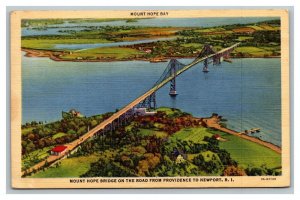 Vintage 1940's Postcard Mount Hope Bridge Providence to Newport Rhode Island