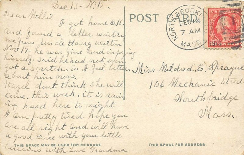 Springfield Massachusetts 1918 Postcard Chestnut Street School