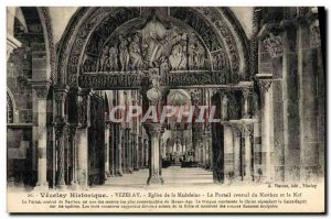 Old Postcard Vezelay Madeleine Church Central Portal Narthex and nave