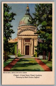 Postcard Annapolis MD c1930s US Naval Academy Chapel Exterior View Ruth Safford