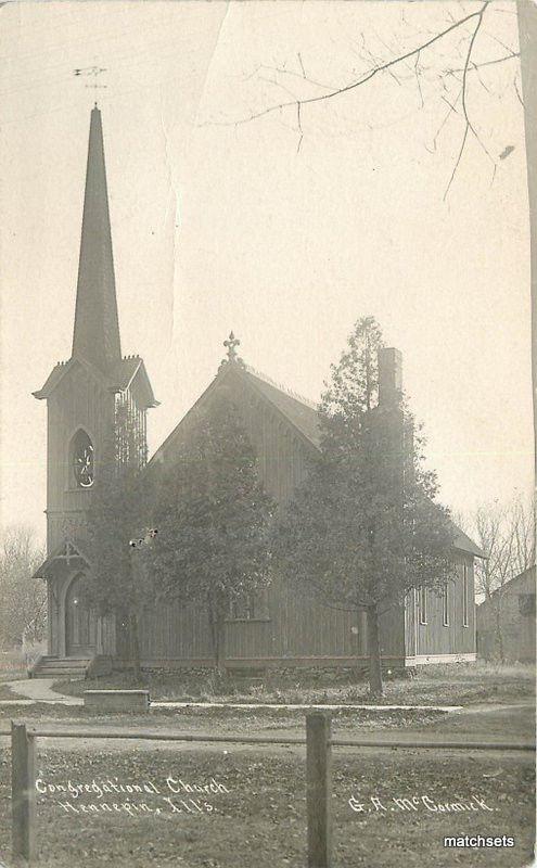 HENNEPIN ILLINOIS Congregational Church RPPC postcard 853