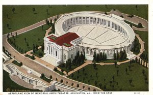 Vintage Postcard Aeroplane View Of Memorial Amphitheatre Arlington VA From East