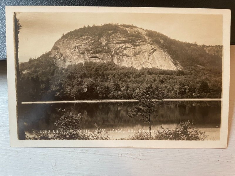 Vintage Postcard 1930s Echo Lake & White Horse Ledge North Conway NH *REAL PHOTO