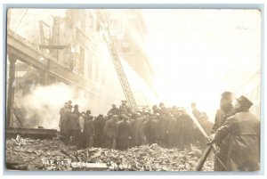1914 Fire Firefighters Sioux City Iowa IA RPPC Photo Posted Antique Postcard