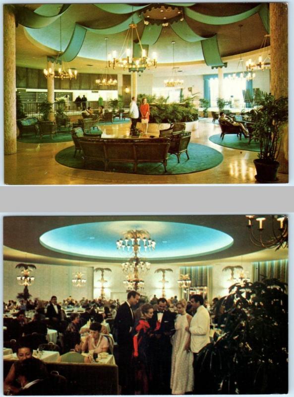 2 Postcards FREEPORT, Bahamas  KING'S INN & GOLF CLUB  Lobby & Palm Pavilion