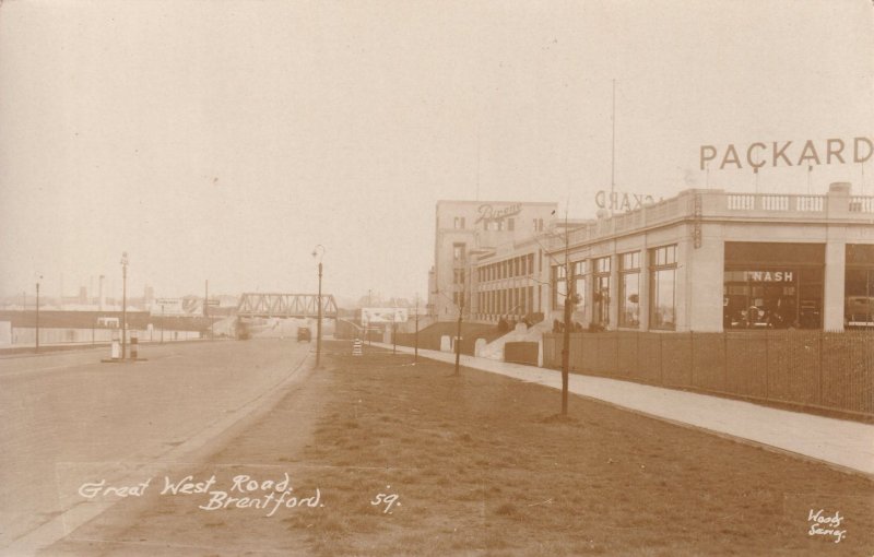 Packard Car Factory Works Great West Road Brentford Real Photo Postcard