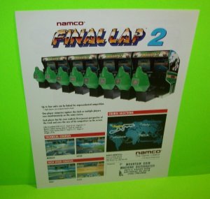 FINAL LAP 2 Video Arcade Flyer Games Original 1991 Driving Vintage Retro Artwork