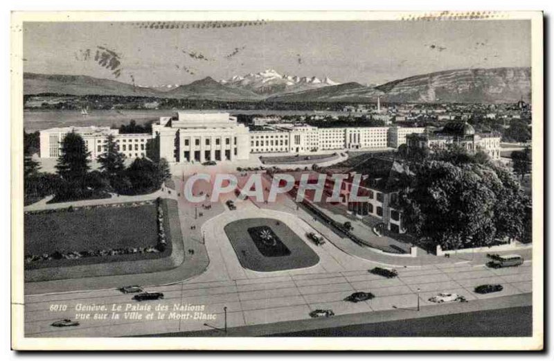 Switzerland Postcard Old Palace of Nations views of the city and Mont Blanc