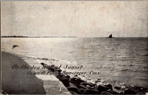 Sea Wall at Sunset, Seaside Park Bridgeport CT c1908 Vintage Postcard P49