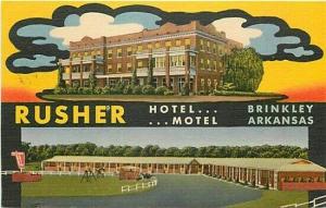 AR, Brinkley, Arkansas, Rusher Hotel Motel, Multi View, Curteich