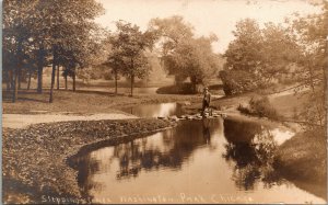 RPPC Postcard IL Chicago Stepping Stones in Pond Washington Park ~1910 M50