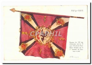 Old Postcard 1914-1915 Flag of 132th regiment of & # 39infanterie taken Augus...