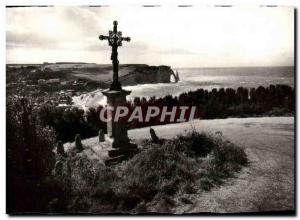 Postcard Modern Cliff Etretat Calvary and the Porte d'Aval