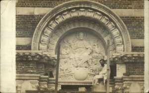 Artist Sculptor Occupation Christ Relief Above Doorway Real Photo Postcard