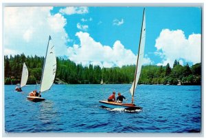 1967 Lake Arrowhead Sailboat San Bernardino Mts. Grove California CA Postcard