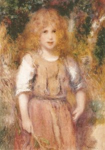 A. Renoir. Gipsy Girl Fine painint, modern German postcard