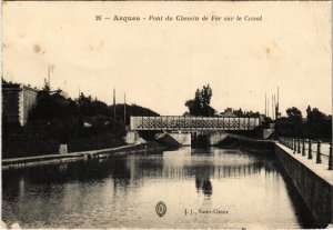 CPA Arques - Pont du Chemin de Fer sur le Canal (112931)