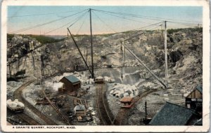 Postcard MA Rockport - Granite Quarry