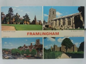 Vintage Postcard Multiview Framlingham College St Michaels Church Castle Market