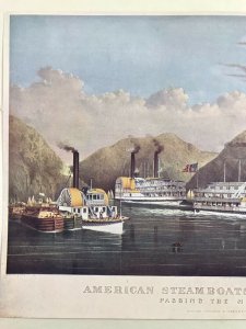 Currier & Ives Original Litho Print Plate II American Steam Boats on The Hudson 