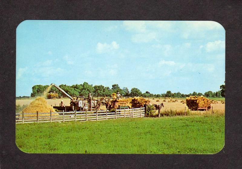 IN Amish Farm Farming Farms Horses Indiana Postcard Amish Country Horse Drawn