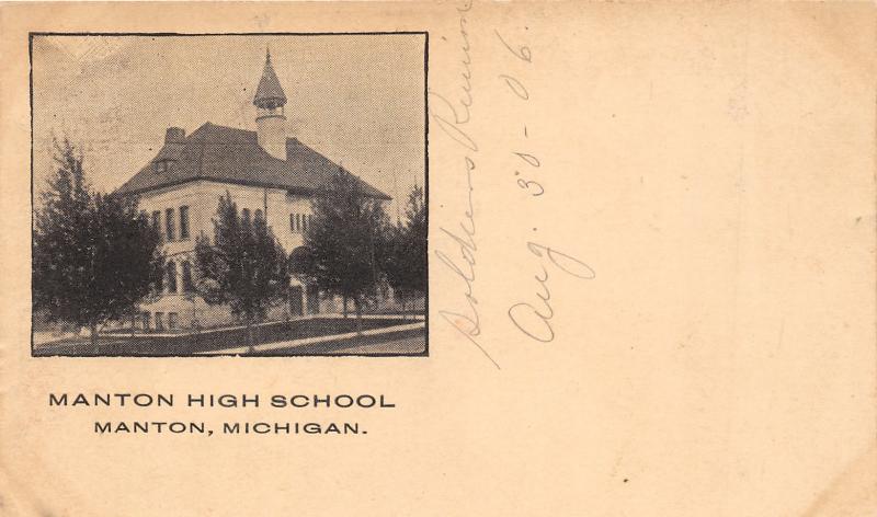 Manton Michigan~Manton High School~Soldiers Reunion August 1906~Postcard