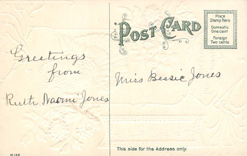 Thanksgiving Greetings c1910 Embossed Postcard Large Turkey All That's Good