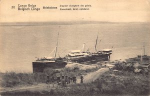 Belgian Congo Shinkakasa Steamboat loading Boulders 1913 postcard B981