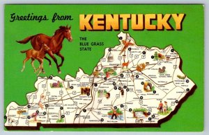 Greetings From Kentucky, Map Showing 48 State And National Parks, 1973 Postcard